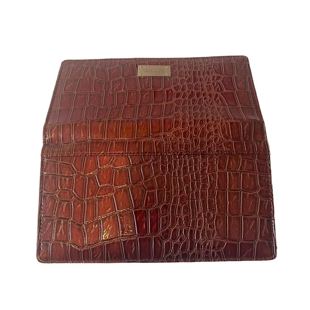 Kenneth Cole Reaction Brick Red Thin Faux Alligator Ladies Wallet.